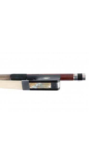 Cello bow by John Clutterbuck, stamped Rameau, silver mounted